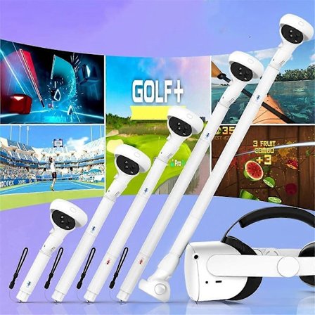 VR-handkontrolladapter för 2 handtag Förlängningar Långa armar för Quest 2 VR Golftillbehör Vit