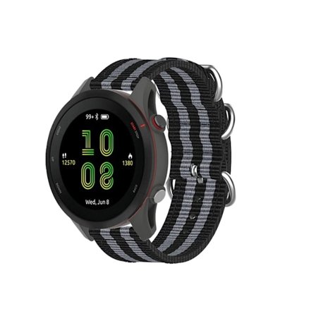 Garmin Forerunner 255 nylon-urrem - Sort / Grå / Sort / Grå / Sort