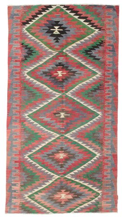 Hand Woven Kilim Vintage Turkish Rug 173X318 Vintage Wool Pink/Grey