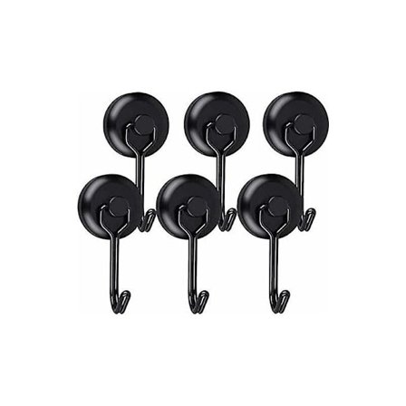 Kraftig Magnetkrog Magnetisk Krog Køleskab Sort Neodym Drejemagnet Magnetisk Krog Magnet Magnetkroge til Køkken Håndklædeholder 6 stk T-Audace