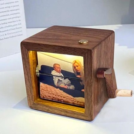 Personlig Træ Fotoæske til Par - Brugerdefineret Mindekasse med Billede Romantisk Valentinsdag Jubilæumsgave til Kæreste G