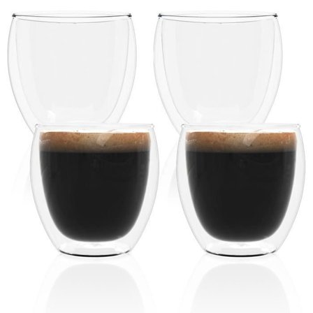 Intirilife 4x transparent espresso glas med dubbel vägg - Kaffeglas, teglas, termosglas, dekorativt glas