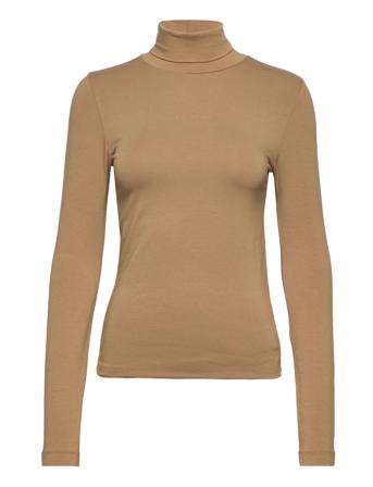 Modal Stretch Roll Neck Top T-shirts & Tops Long-sleeved Ruskea Calvin Klein