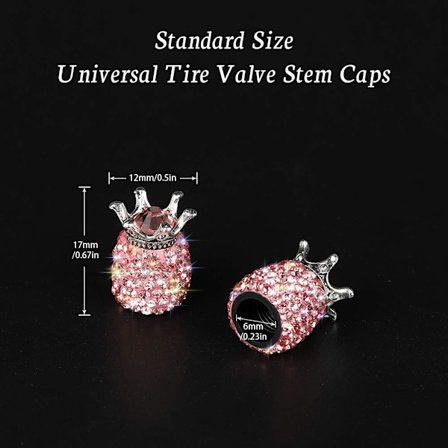 Venttiilihatut (Vaaleanpunainen Ananas) Venttiilipeitteet Alumiini Kristalli Rengas C