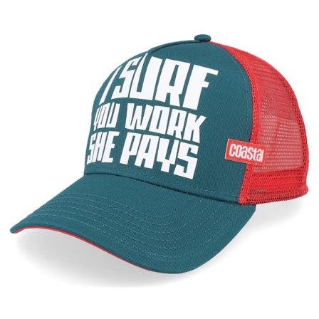 Coastal - Grønn trucker Caps - Hft She Pays Red/Petrol A-Frame Trucker @ Hatstore
