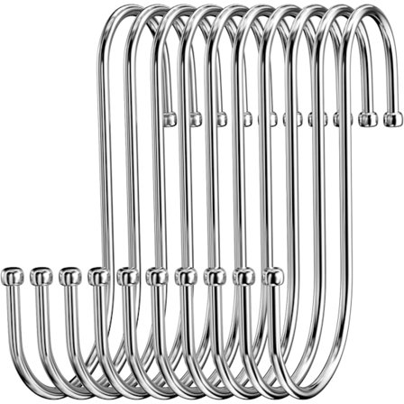 Rustfrit S-formet krog i rustfrit stål, S-formet krog i kraftig metal med dobbeltkrog til ophængning af kopper, tøj, gryder og skåle (20 stk.)