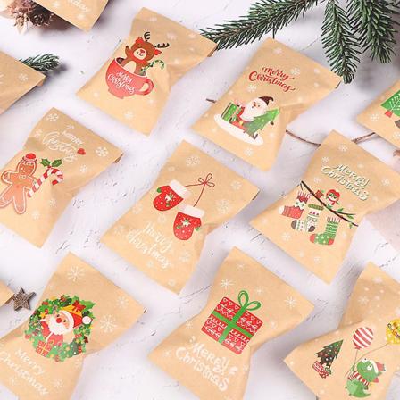 48 stk Jul Kraft papirposer Xmas Favor Candy Cookie gave indpakningsposer