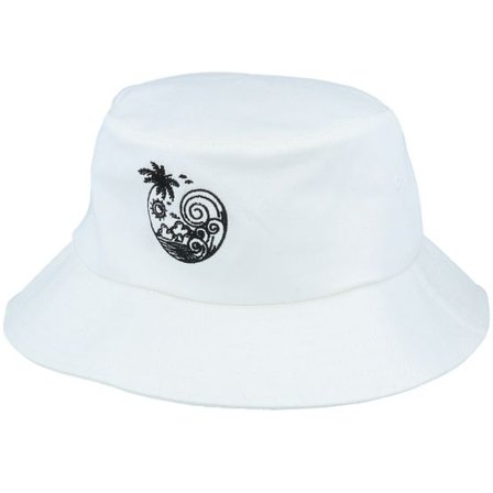 Iconic - Vit bucket Hatt - Sunny Waves Beach White Bucket @ Hatstore