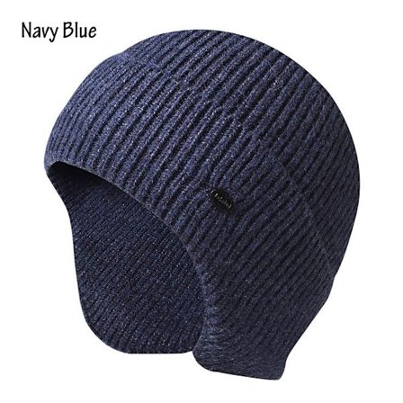 Herre Lue Vinter Strikket Lue NAVY BLÅ