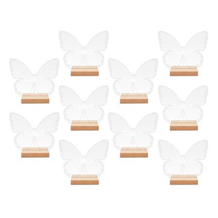 10 Akryl Tallrikar med Blommig Fjärilsformad Bas - Smal