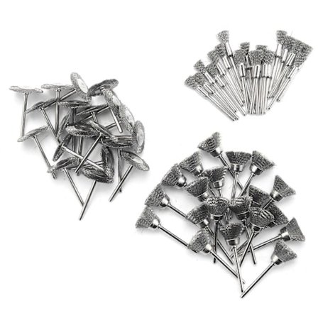 Stålbørste til 60 stk. 3 mm skaft trådbørste mini boremaskine roterende værktøj til metal rust polering