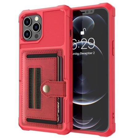 TG iPhone 12 Pro Max - Stilig Beskyttende Etui med Kortlomme Rød