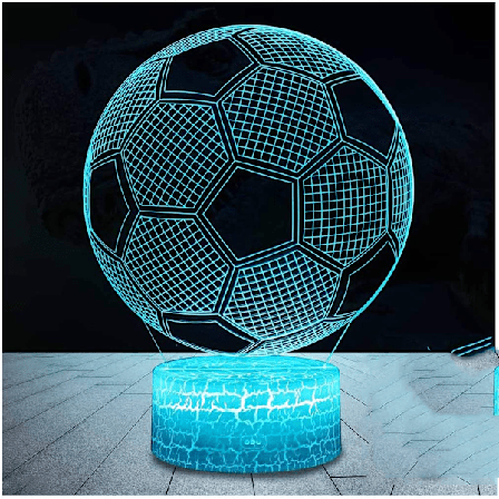 Optisk illusjon fotballtema lampe, nattlys med farger som endres for soverom barnerom, smart berøringsbase holdbar, perfekt gave til jul