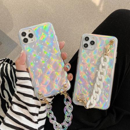 Iphone 12 & 12 Pro Skal 3d Glitter Vristband Neon Silver One Size