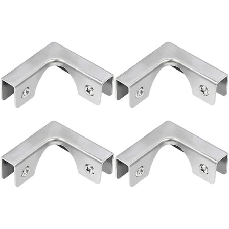 Glassklemme, 4 stk. L-formede glasskoblinger i rustfritt stål, rettvinklede festebraketter kompatible med rammeløst akvarieskap, kompatible med 5