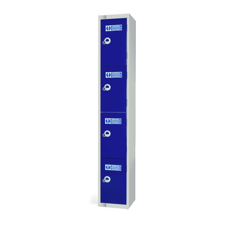 PPE locker, 4 doors, 1800x300x300 mm, dark blue