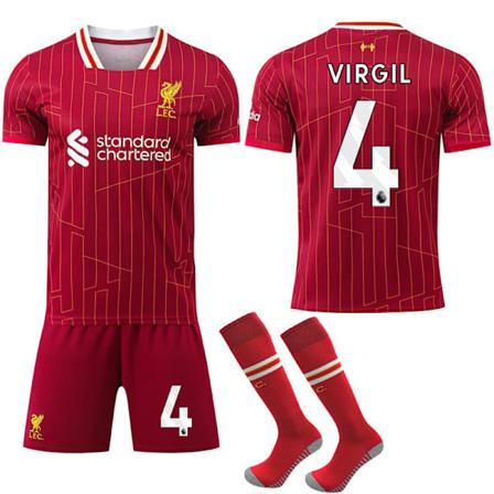 24-25 Nya Liverpool Hemma Barn & Vuxen Fotbollströja Nr.4 VIRGIL S S