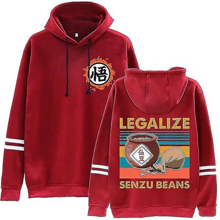 Dragon Ball Periphera trykte klær Hettegenser Høst/Vinter Stripete hettegenser for menn og kvinner Burgunder Burgundy 2XL