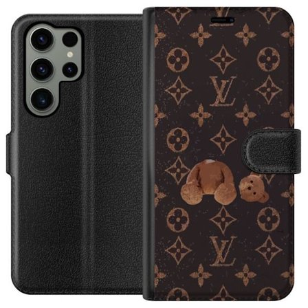 Kompatibel Tegnebogsetui til Samsung Samsung Galaxy S23 Ultra Luksuriøst monogrammønster med knust bamse i mørk modeæstetik