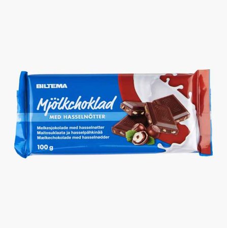 Biltema - Melkesjokolade med hakkede hasselnøtter 100 g