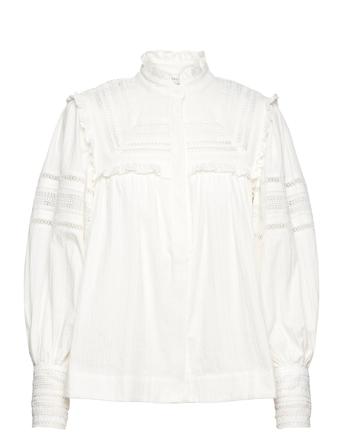 Riley Embroidery Detailed Blouse Bluse Langermet Hvit By Malina*Betinget Tilbud