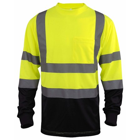Klasse 3 Hi-Vis T-skjorte med refleksstriper og kontrastbunn, for konstruksjon og veiarbeid