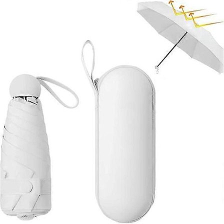 Reiseparaply, Mini Paraply, Sammenleggbart Reiseparaply Liten UV-Paraply med Kapsel Etui Mini Anti-UV Paraply