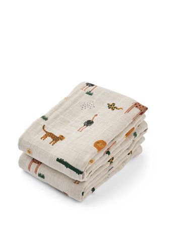 Liewood Lewis Muslin Cloth 2-Pack - Cream - ONE SIZE