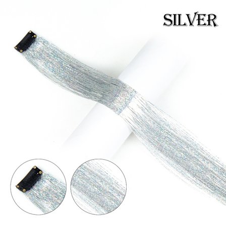 Höjdpunkter Clip On In Hair Extensions Färgat Shiny Sparkle Hair Extension Clip In Synthetic One Hairpieces Fairy Hair Tinsel