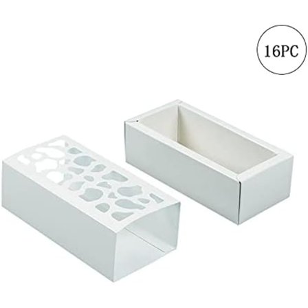 16 gjenbrukbare hvite kakebokser, makronmuffins, makronbokser,