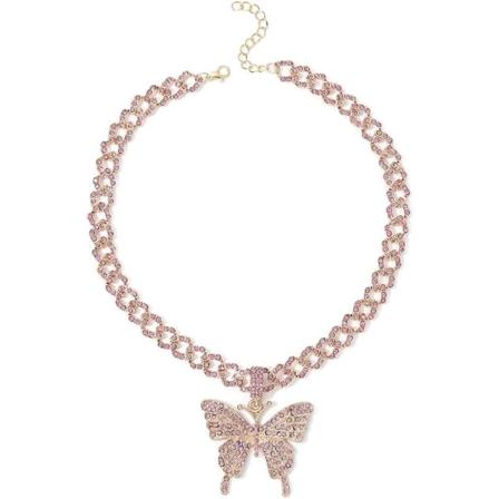 Kristallfjäril Choker Halsband Rhinestone Hänge Halsband Kedja Glittrande Fjäril Smycken Mode Fest Tillbehör för Kvinnor och Flickor