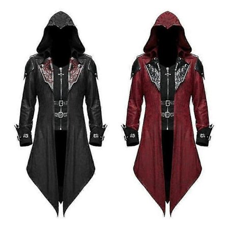 2024 Nyt middelalderligt Assassin-spil Assassins Creed Cosplay Kostume Edward Streetwear Hoodie Overtøj Halloweenfesttøj Sort Sort