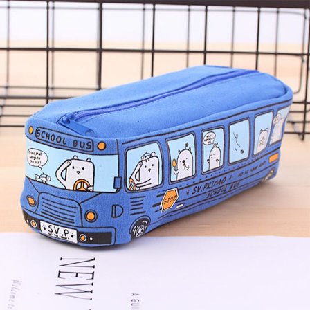 Cartoon Bus Pencil Bag Canvas Brevpapper Box Stor kapacitet Penna