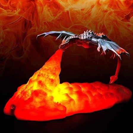Fire Dragon Lamp Light 3D Printed Night Light med USB