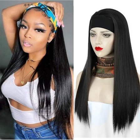 Pääpantaperuukki Täysi koneellinen pitkät suorat synteettiset peruukit naisille luonnollinen