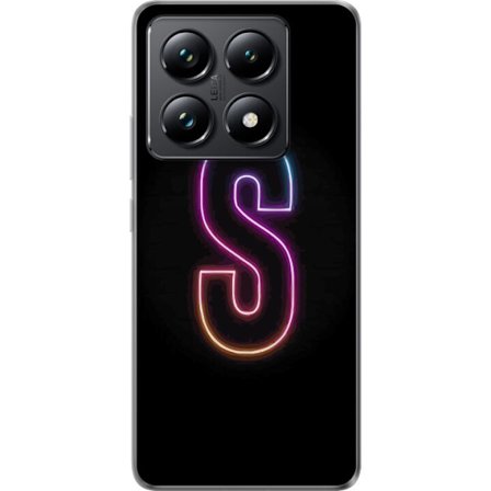 Kompatibelt Mobildeksel til Xiaomi Xiaomi 14T Pro Neonbokstav S i lysende rosa og blå toner mot mørk bakgrunn, stilig bokstavkunst med retrofuturist