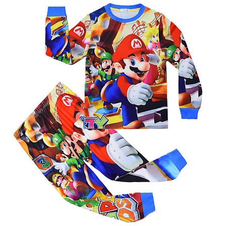 4-9 År Børn Super Mario Bros Pyjamas Sæt Natdragter Pyjamas Outfits Gaver