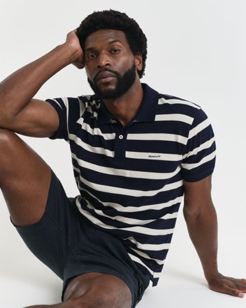 GANT Herren Poloshirt mit Streifen (XXXL) Marineblau