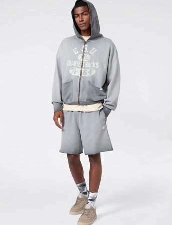 Champion Full Zip Hoodie Sweatshirt - Grey - L