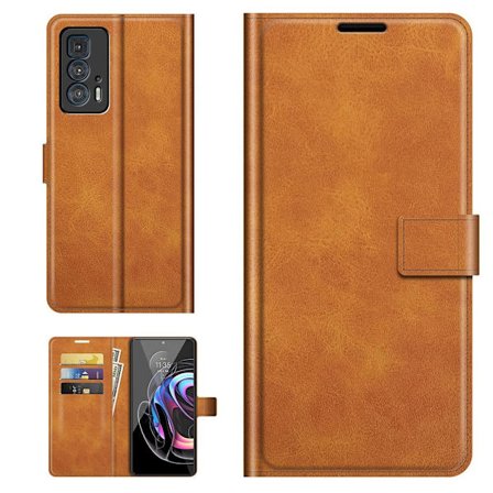 Hållbart konstläder Motorola Edge 20 Pro fodral med plånbok - Gul