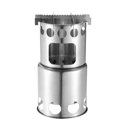 Lixada Bærbar Lettvekts Vedfyrt Ovn i Rustfritt Stål Utendørs Matlaging Piknik Camping Brenner