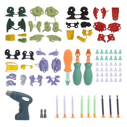 3 stk Tag-fra hinanden Dinosaurie Legetøjs Sæt Legetøj Blød Boldkastning Bygning Pædagogisk Konstruktionslegetøj med Elektrisk Boremaskine til Børn