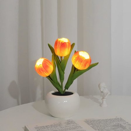 LED Bordlamper, LED Simulert Tulipan Nattelys med Vase,,ZQKLA