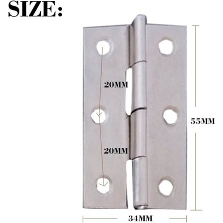 10 stk. rustfrit stål hjem møbel hardware dørhængsel lang 55mm x 34mm