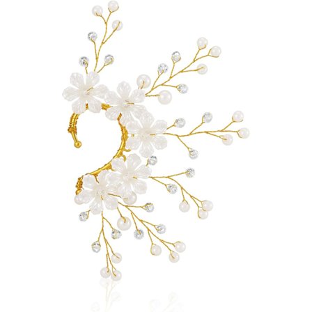 Handgjord älvöronsmanschett féblomma enkelt vänsterörhänge för kvinnor