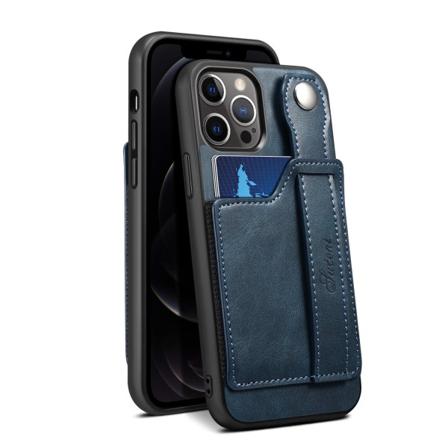 Läderfodral För Iphone12mini 5.4 Blå Med Korthållare Handled