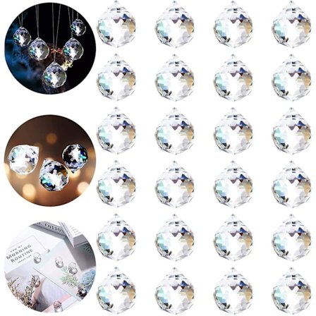 Regnbågskristalldekoration - 24st kristallglaskula för dekoration av prisma och ljuskrona