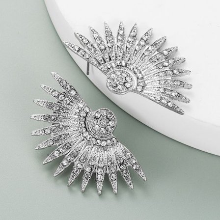 Guld Tone Art Deco Antik Vintage Stil Flapper Fan Vinger Rhinstone