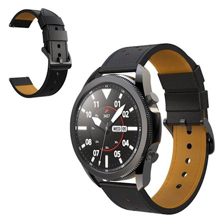 Samsung Galaxy Watch 3 (45mm) äkta läder klockarmband - svart