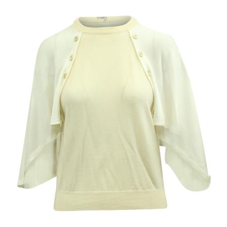 Chloé Pre-owned Chloé Pete Effect Top in Ecru Wool , Wit , Dames , Maat: S